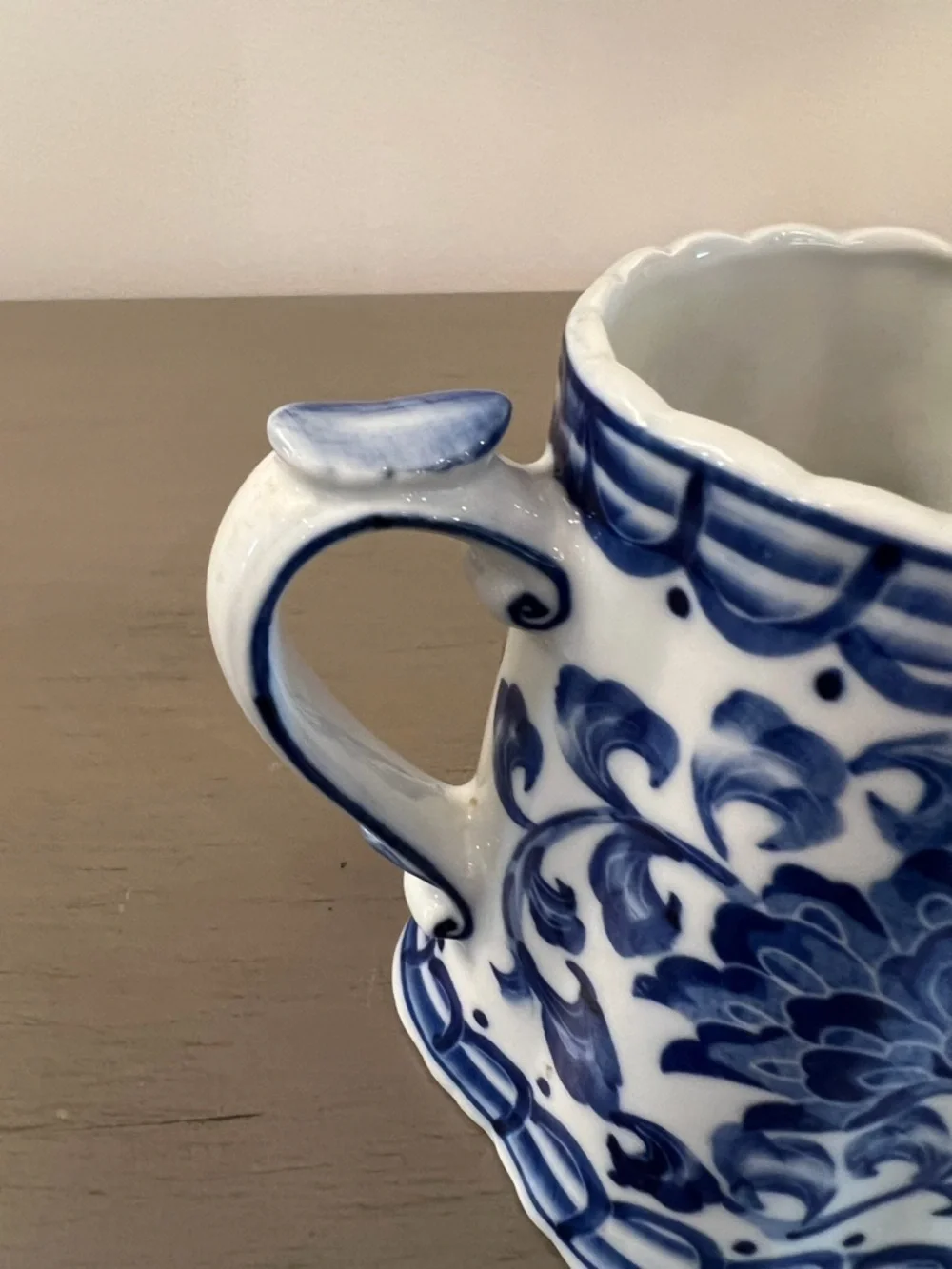 Andrea By Sadek Blue Mum Creamer Ceramic Blue & White Small Pitcher Vintage